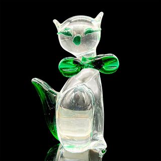 Vintage Arte Murano Icet Glass Paperweight, Cat