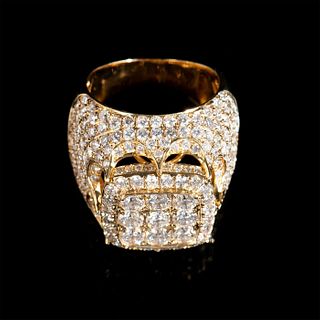 Size 7.75, 5.31 ct TWT Diamond and Gold Men's Statement Ring