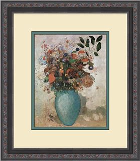 Henri Rousseau Flowers In A Turquoise Vase Custom Framed Print
