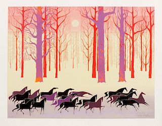 Eyvind Earle,"Untitled (Horses)"