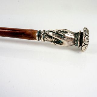 Antique Victorian Walking Cane with Sterling Silver Handle