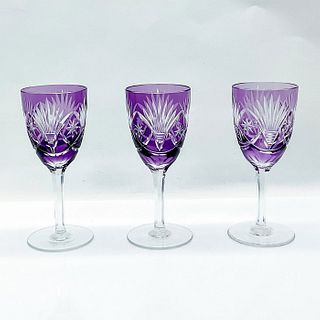 3pc Val Saint-Lambert Berncastel Colored Cut Crystal Glasses