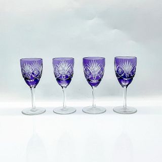 4pc Val Saint-Lambert Berncastel Colored Cut Crystal Glasses