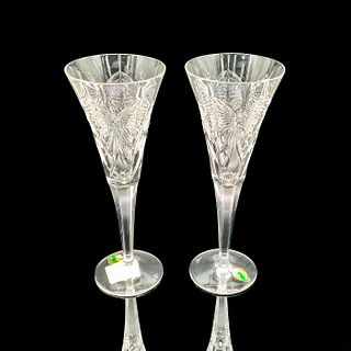 Pair of Waterford Crystal Champagne Flutes, Happiness
