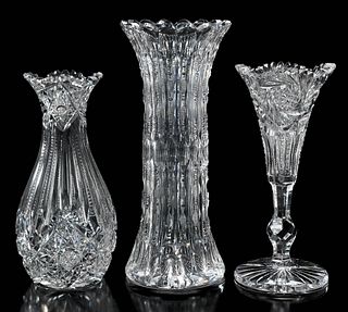 Three American Brilliant Cut Glass Vases