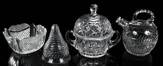 Four American Brilliant Period Cut Glass Table Objects