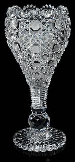 American Brilliant Cut Glass Chalice Vase