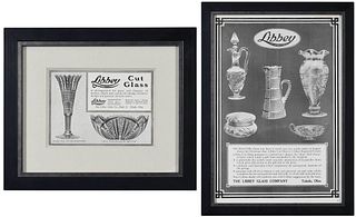Two Framed Libbey Glass Advertisements