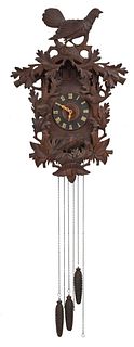 Black Forest Rustic Pheasant Carved Wall Clock