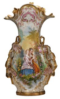 Large Old Paris Gilt Porcelain Vase