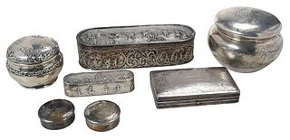 Seven Silver Boxes and Jars