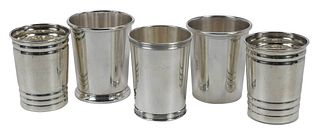 Three Sterling Mint Julep and Two Sterling Tumblers 
