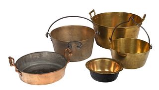 Five Brass Cooking Pots