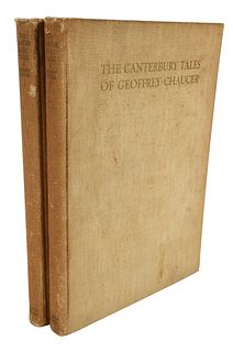 Two Volumes, Canterbury Tales with Rockwell Kent Illustrations 