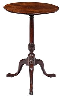 George III Highly Figured Carved Mahogany Candlestand