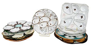 11 Continental and British Porcelain and Majolica Oyster Plates
