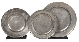 Three British Pewter Chargers