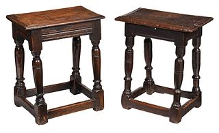 Two Early English Oak Joint Stools