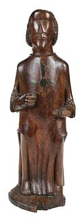 French Carved Fruitwood Standing Figure of a Man