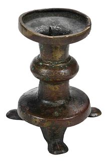 *Southern Netherlandish Early Gothic Copper Alloy Pricket Candlestick
