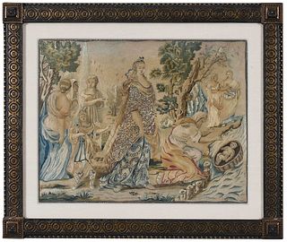 Fine Silk Embroidery of the Saving of Moses