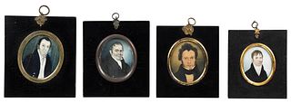 Four British School Portrait Miniatures of Gentlemen