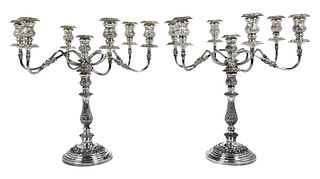 Large Pair of English Silver Plate Candelabra