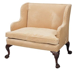 George II Shell Carved Walnut Upholstered Small Settee