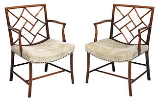 Fine Pair George III Mahogany "Cockpen" Chairs