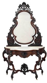 American Rococo Revival Carved Laminated Rosewood Dressing Table