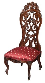 Belter Attributed Rococo Revival Laminated Rosewood Slipper Chair