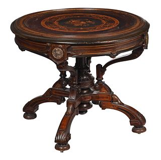Aesthetic Movement Marquetry Inlaid Bronze Mounted Center Table