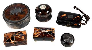 Six Tortoiseshell Cases With Silver