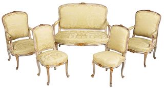 Louis XV Painted and Parcel Gilt Salon Suite
