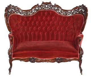 American Rococo Revival Carved Laminated Rosewood Settee