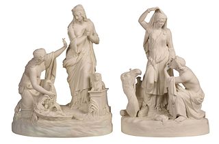 Two Large Parian Ware Biblical Scenes