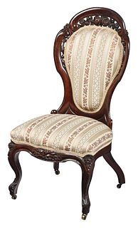 Belter Attributed Rococo Revival Carved Laminated Rosewood Side Chair