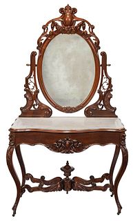 American Rococo Revival Carved Rosewood Dressing Table