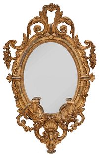 Rococo Revival Carved and Gilt Girandole Mirror