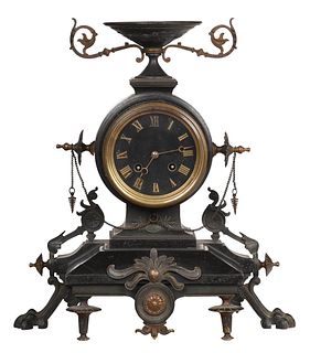 Tiffany & Co. Bronze and Iron Mantel Clock