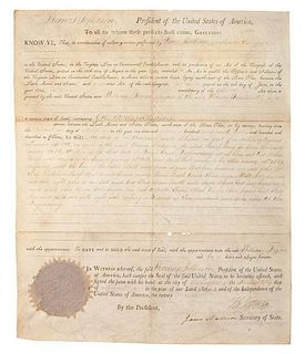 Thomas Jefferson & James Madison, Signed Ohio Land Grant 