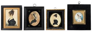 Four Portrait Miniatures of Women 