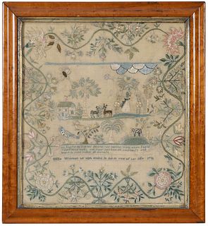 Fine 1796 Massachusetts Silk Pictorial Needlework