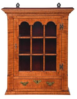 Fine Chippendale Style Tiger Maple Hanging Cupboard