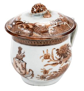 Chinese Export Porcelain Lidded Cup, Manigault Family