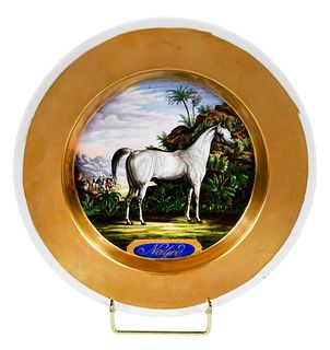 KPM Gilt Porcelain Horse Plate 