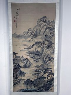 LANDSCAPE SCROLL OF MOUNTAINS AND RIVER