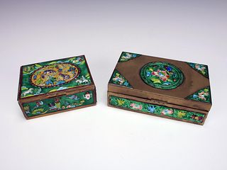 TWO HINGED ENAMEL BOXES