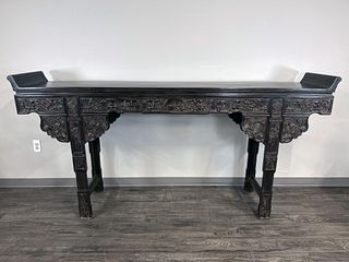CHINESE MONUMENTAL ZITAN ALTAR TABLE