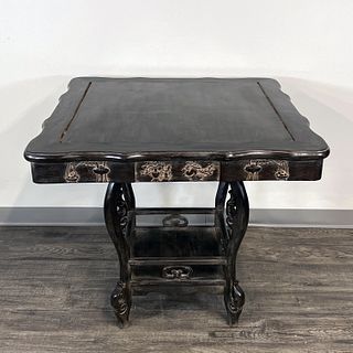 TWO PIECE CHINESE CARVED ZITAN TABLE